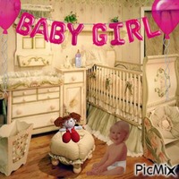 Baby girl in nursery 动画 GIF
