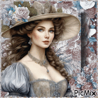Woman with roses - Vintage - GIF animate gratis