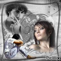 in love, the third extra -on a grey background animasyonlu GIF
