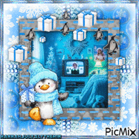 ((♠Happy Little Wintery Penguin♠)) - Gratis animerad GIF