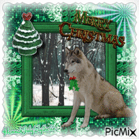 {Christmas Wolf in Green}