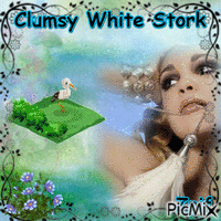 Clumsy White Stork animovaný GIF