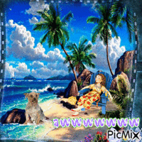 RELAXING ON THE BEACH animuotas GIF