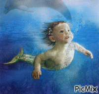 Baby mermaid animasyonlu GIF