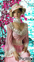 lady in pink GIF animado
