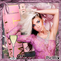Pink champagne - Free animated GIF