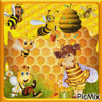 Sur un nid d'abeille. - Animovaný GIF zadarmo