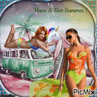 Concours  : Filles d'été qui nous souhaitent un bel été - Gratis animerad GIF