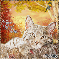 Cat. Autumn. Have a Great Day - Free animated GIF