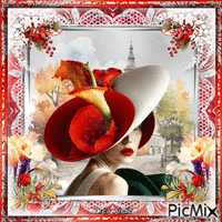Belle en Chapeau fleuri - GIF animate gratis