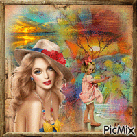 A collage in a summer atmosphere... анимиран GIF