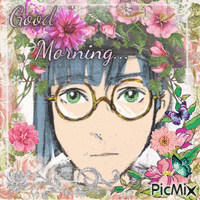 peace says good morning! animerad GIF