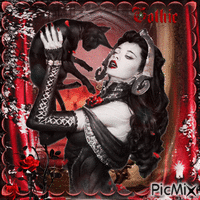portrait gothic en rouge et Noir