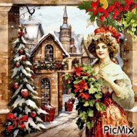 Merry Christmas vintage - GIF animé gratuit