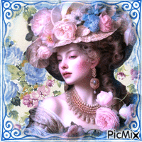 Femme à chapeau fleuri / concours - GIF animé gratuit
