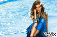 девушка и море - 免费动画 GIF