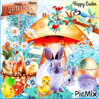 Happy, Happy,  Spring. Happy Easter - GIF animé gratuit