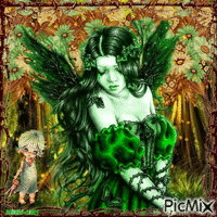 Woman -fantasy-fairy-green geanimeerde GIF