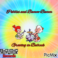 Pebbles and Bamm-Bamm Grooving in Bedrock GIF animé