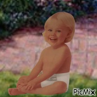 Baby in garden GIF animé