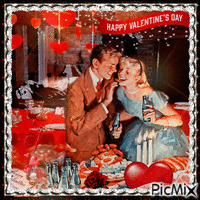 Valentinstag - Party im Vintage-Stil animált GIF