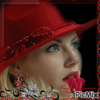 Mulher de Chapeu vermelho GIF animé