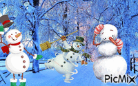 Снеговики - Zdarma animovaný GIF
