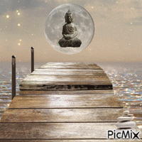 stoned buddha levitation - Free animated GIF
