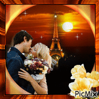 Les amoureux à Paris - GIF animé gratuit