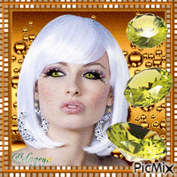 ♥‿♥Une blonde en or et diamants Gif Animado