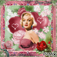 Divine Marilyn _ tons verts et roses GIF animé