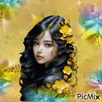 yellow woman animerad GIF