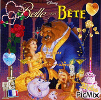 Joyeux anniversaire "La belle & la bête" - Бесплатный анимированный гифка
