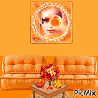 Portrait in orange color palette - gratis png