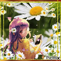 manga with flowers - GIF animado gratis