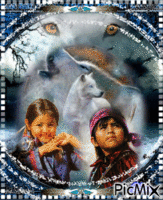 Les Enfants Amérindiens et les loups ♥♥♥ κινούμενο GIF