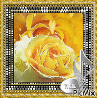 Yellow roses on gold and silver