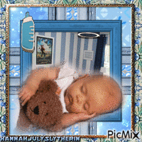 {Cute Baby Sleeping with Teddy}