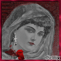 Portrait in Red and Gray - Безплатен анимиран GIF