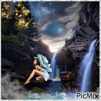 Fairy by the water - GIF animé gratuit