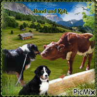 Hund und Kuh - Zdarma animovaný GIF