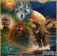 wolf boat elephant gif GIF animé