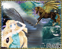 la princesse et le cheval aillé animasyonlu GIF