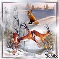 Animais da floresta no inverno - png grátis