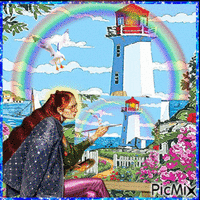 Painting a Lighthouse - GIF animado grátis