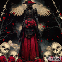 WITCH AND RED ROSES - 免费动画 GIF