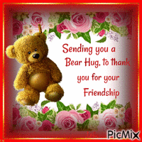 Sending you a Bear Hug, to thank you... - Gratis geanimeerde GIF
