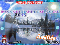 Neige, paysage hiver & Amitié -- Bonne année . animovaný GIF