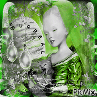 Surreal woman cat green - Δωρεάν κινούμενο GIF