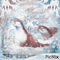 Winter otter animals - GIF animé gratuit
